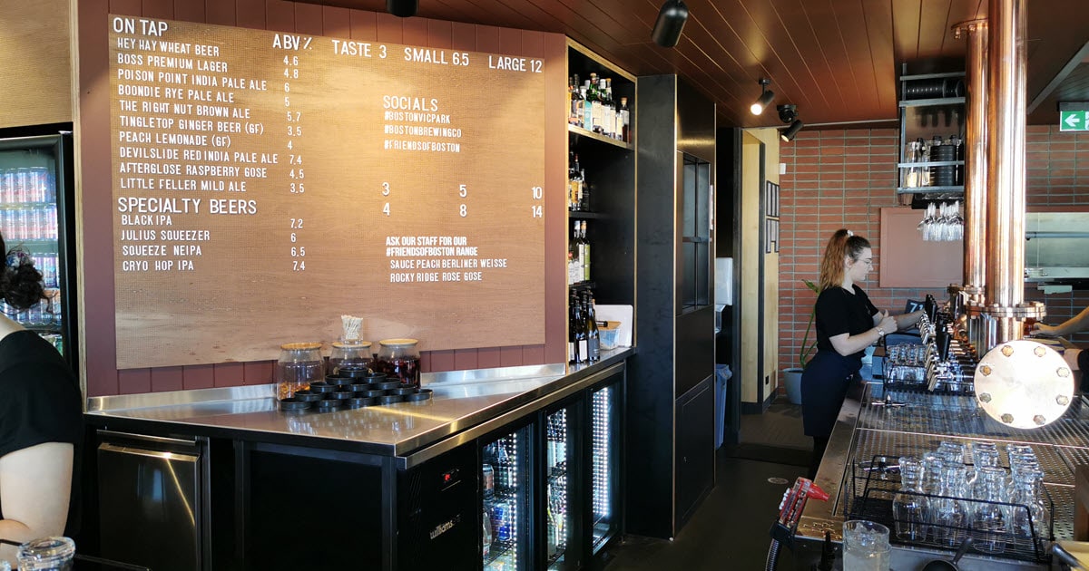 Boston Brewing Victoria Park bar area