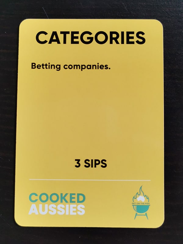 cooked aussies drinking categories card