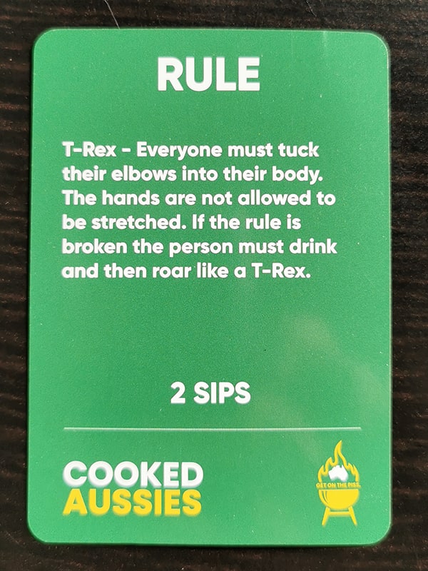cooked aussies review drinking rule card