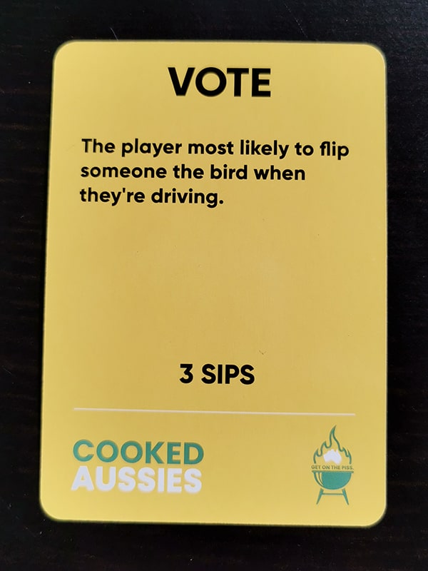 cooked aussies drinking vote card