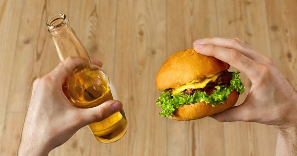 Craft beer and burger matchings.