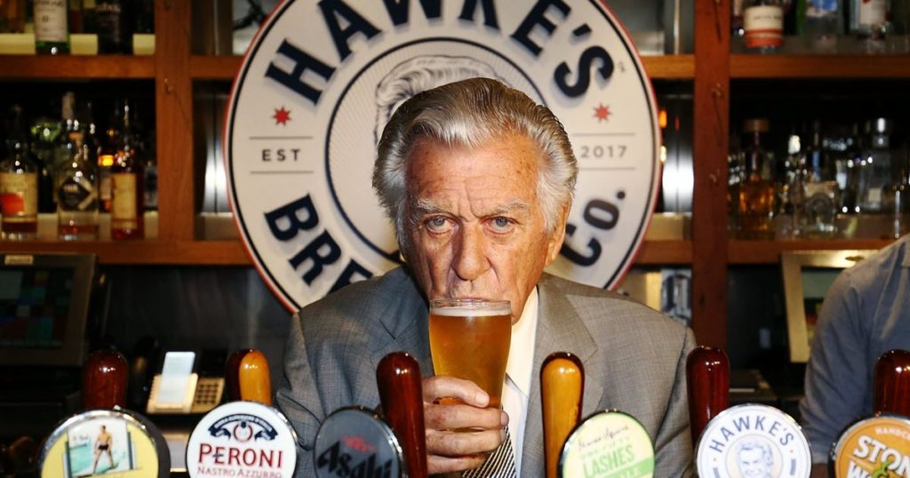 Bob Hawke at Hawke's Brewery.