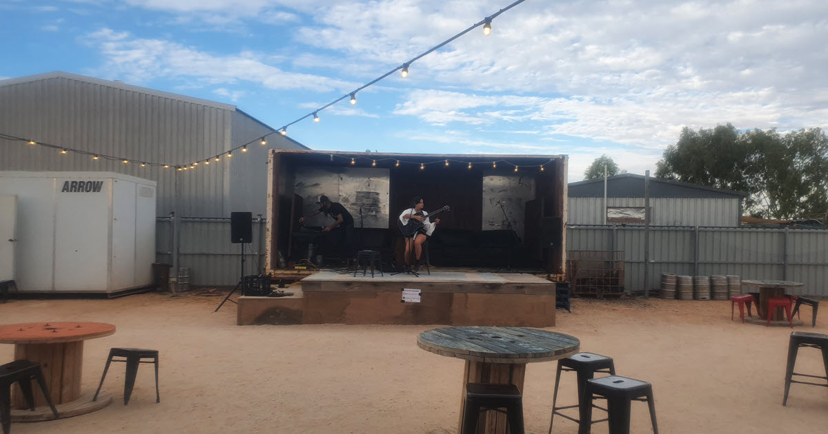 Live musician at Whalebone Brewing Company in Exmouth, WA.